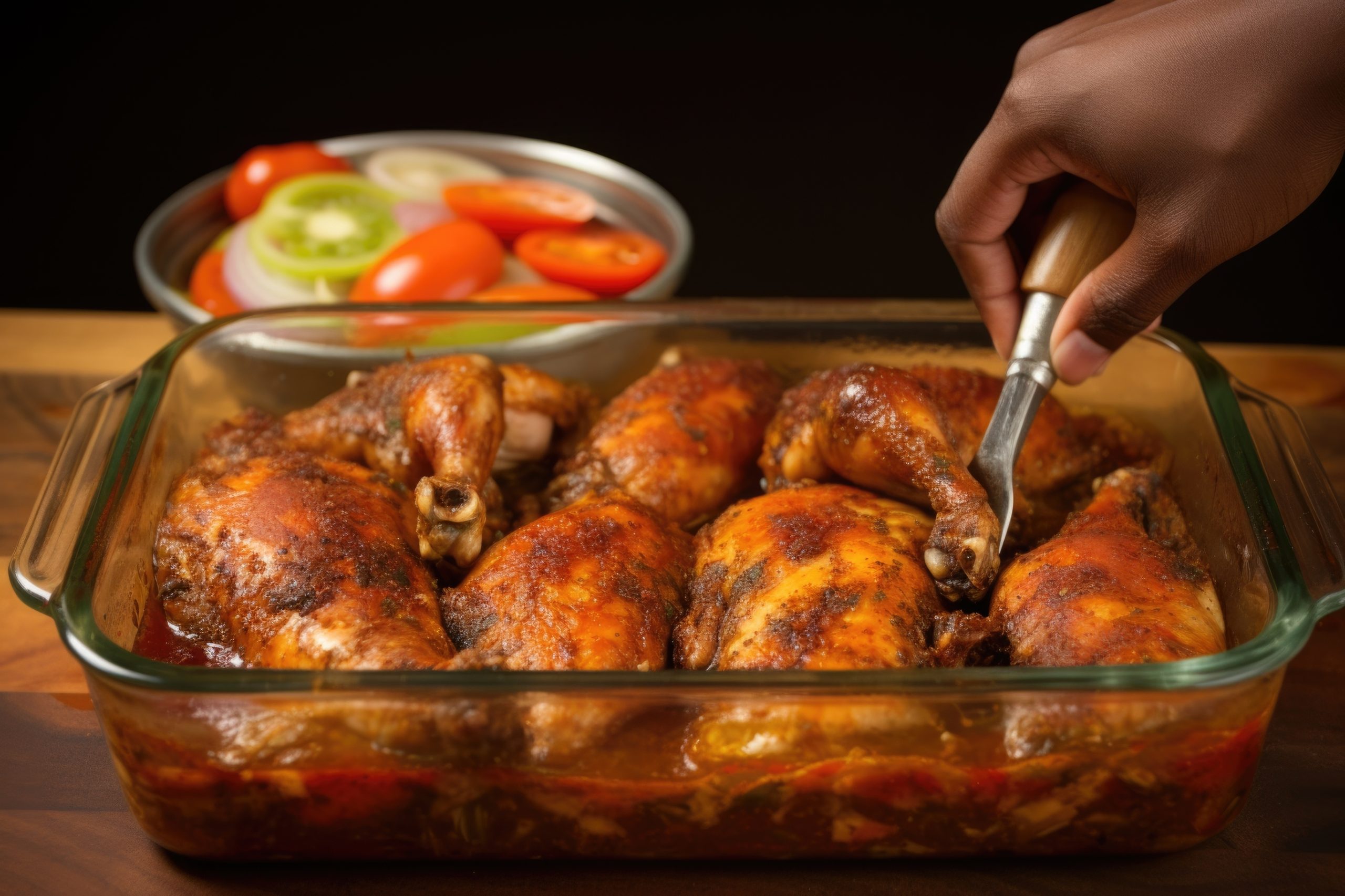 BBQ sauce on chicken thighs